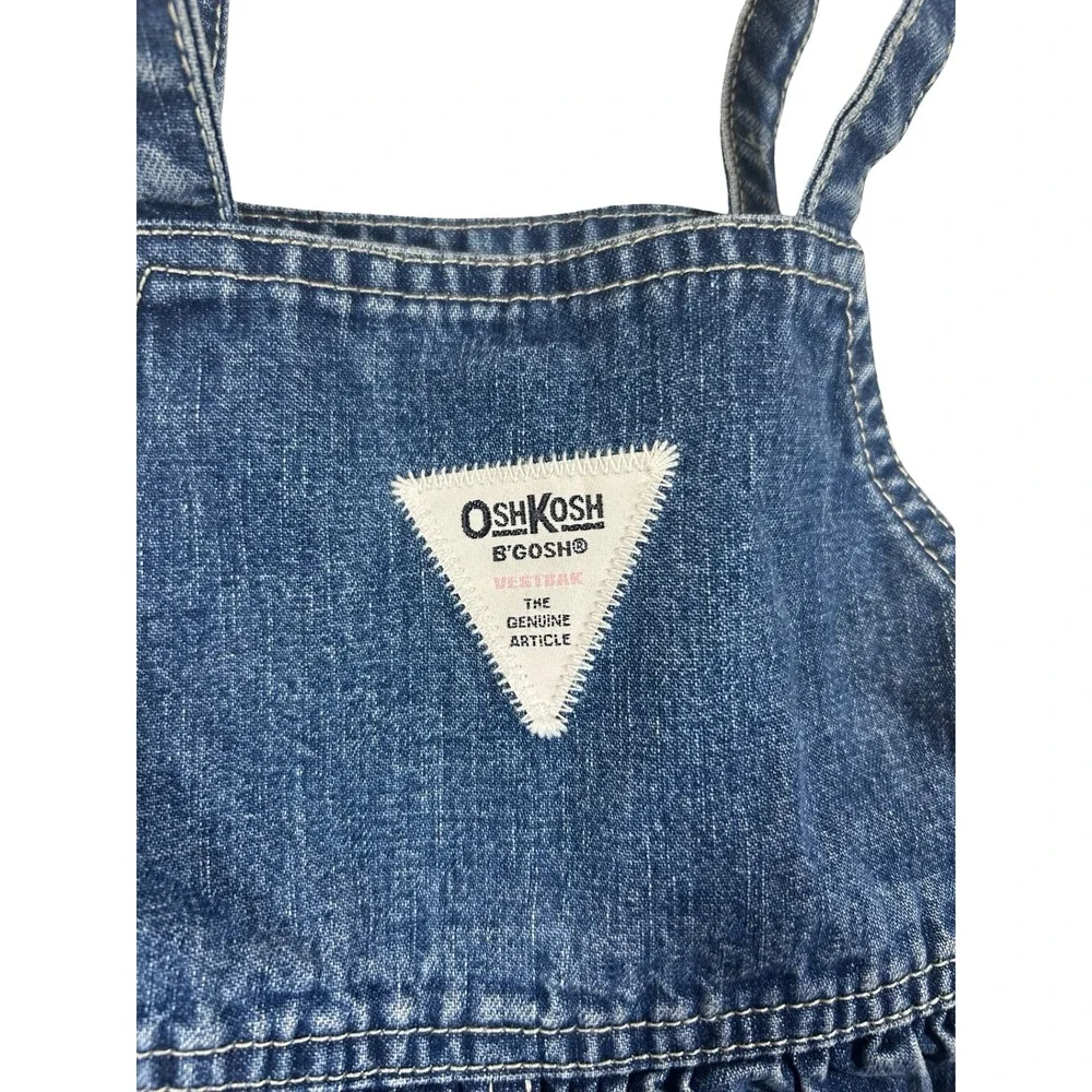 OshKosh Bgosh Denim Jumper Dress 12M Blue Vestbak Pinafore Skirt 922-0005